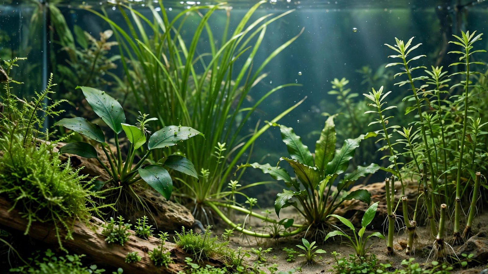 Healthy stem plants with new side shoots growing in a planted aquarium