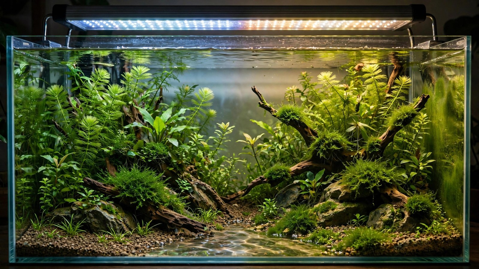 Aquarium light spectrum comparison with algae-free planted tank